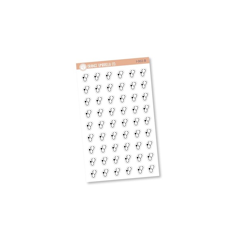 Health Icon Planner Stickers, Dr. Appointment Icon Planner Stickers, Black