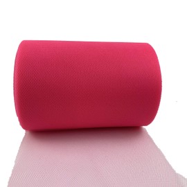 Worlds Shocking Pink Tulle Roll Spool Fabric for DIY Crafts Sewing Table Skirt Wedding Party Decorations 6”Inch x 100 Yards