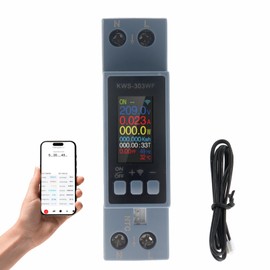 MELIFE Power Meter, 8 in1 Smart Energy Monitor Switch Meter, Din Rail Tester Current Voltage Amperage Power Meter, Compatible with Smart Life/Tuya, AC 85-290V/40A