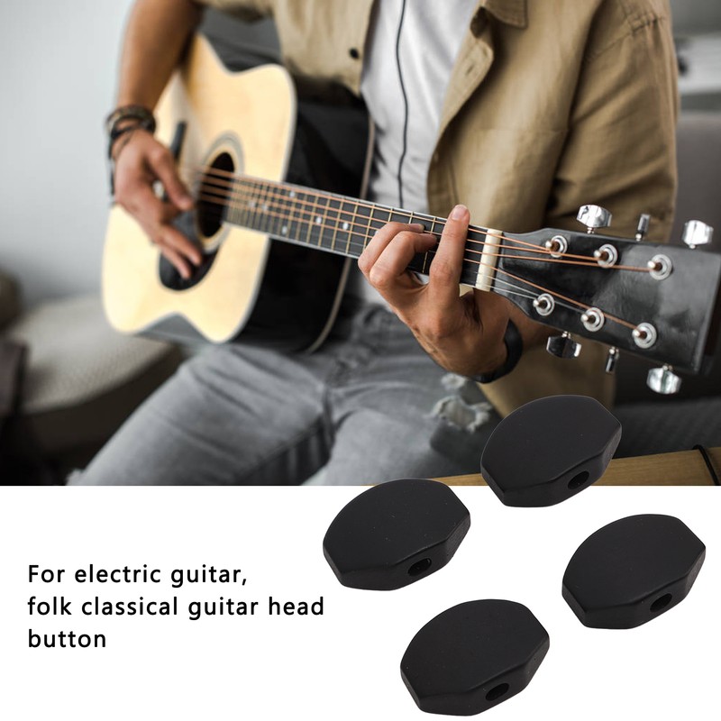 6Set Guitar Tuning Peg Buttons Ebony Metal Tuner Machine Head