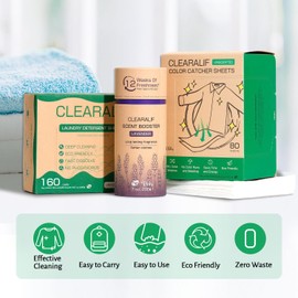 CLEARALIF All In One Laundry Kit. 80 Sheets Unscented Laundry Sheets, 7 oz Lavender Scent Booster Tube, 80 Sheets Color Absorber Sheets.