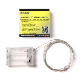 RTGS 30 LEDs Warm White Color String Lights Silver Wire Indoor and Outdoor 9.5 Feet Firefly Starry Fairy Lights Battery Powered for DIY, Christmas, Holidays, Party, Bedroom and Centerpieces