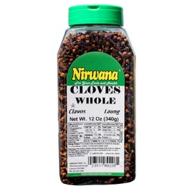 Nirwana Asian Indian Spice Cloves Whole Laung Clavo Premium Quality for Cooking, Baking, Tea, Beverages, Pomander Balls, Hand Selected All Natural Vegan Spices and Seasoning 12oz