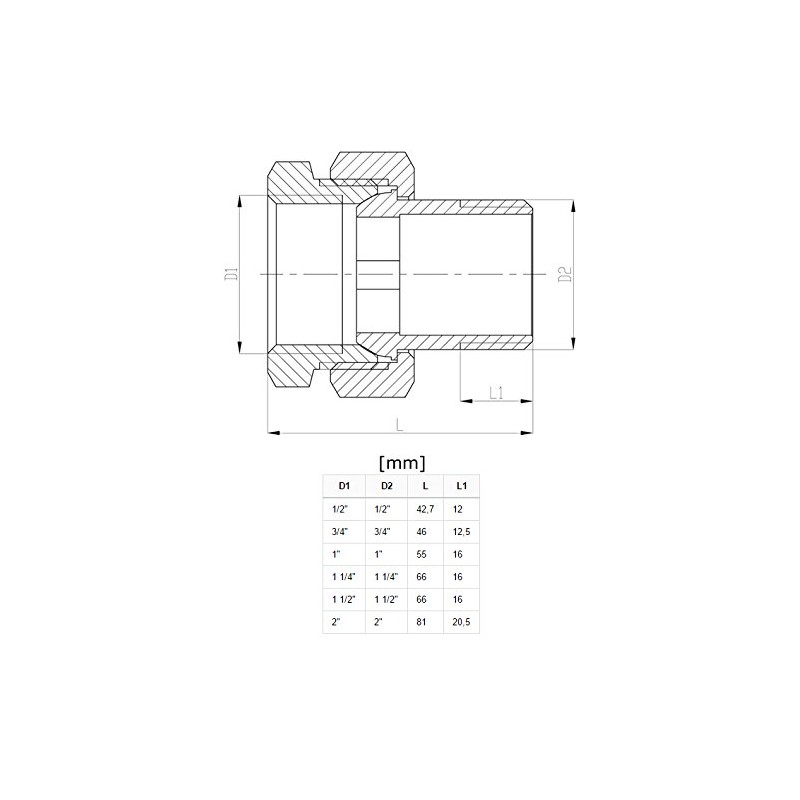 1/2" inch Threaded Pipe Joint Union Fittings Female x Male