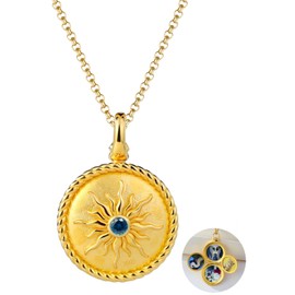 YOUFENG Expanding Photo Locket Necklace that Holds 4 Pictures Pendant Lockets 14K Real Gold Plated Birthday Gifts Gemstone