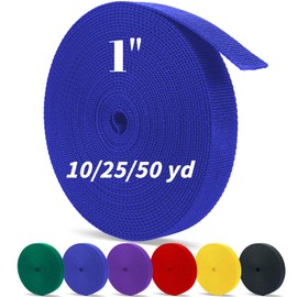 MELOTOUGH 1 inch Polyester Webbing-10 25 50 Yards Heavy Duty Strap-Flat Straps for Backbag,Pool Solar Cover,DIY Crafting,Pet Collar,Outdoor Gear(Blue)