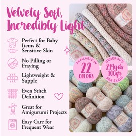 Chenillique Velvet Chenille Yarn for Crocheting, 4-Pack (856Yds / 400G), Free Patterns, Beginners Friendly - Soft Baby Yarn for Knitting Baby Blanket - #4 Medium Worsted Weight - Cozy Grey