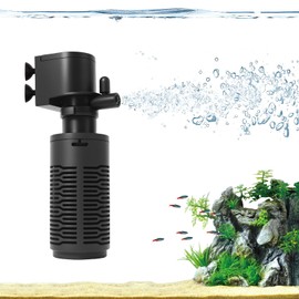 Aquarium Filter for 5-10 Gallon Tank – Ultra Quiet Submersible Filter Pump, 4W Energy Efficient, Adjustable Flow, Easy to Install, for Freshwater Fish and Small Aquariums