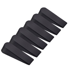 6 Pack Door Stop Wedges Black Rubber Door Stoppers for Home and Office
