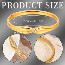 Eigso 5MM Gold Bracelet for Men Women Stainless Steel Bangle Wristband Glossy Cuff Wristlet