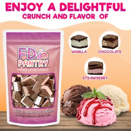 Freeze Dried Icecream Neapolitan Candy 2 Pack 2.5oz - Crunchy & Sweet Strawberry, Chocolate and Vanilla Icecream, Dehydrated Freeze Dried Dessert - 2 Resealable Freeze Dried Ice Cream Gift Bags