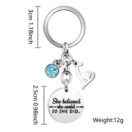 Inspirational Gift Key Chains "She Believe She Could So She Did"Encourage Key Rings for Her Women Girls Sister BFF Best Friends Bestie Colleague Graduation Birthday Christmas Anniversary Key Chain (L)