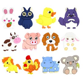 Fridge Magnets, Pack of 12 Magnets Children Animals for Magnetic Board, Children's Magnets, Funny, Fridge Magnets, Children, Decorative Children's Magnets, Animals Toy of Education