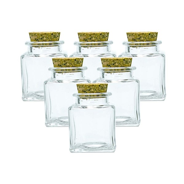 Glass Jars include Cork, Glass 50ml Container, Decorative Jar Storage Tin Condiment Jar - 6 Pack