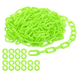 PATIKIL Plastic Chain Links, 30 Feet Safety Chains, Green Plastic Chains for Barriers, Crowd Control, Queue Lines, Parking, Fences, Gate, Concerts, and Decoration