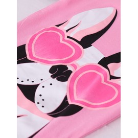 Vopawetty Girls 4-Piece Pajamas Cotton Christmas Pjs Set Kids Sleepwear (Pink Dog/Pink Flower Unicorn, 10)