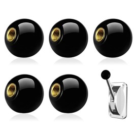 Lvjkes Pack of 5 Ball Knobs M6 x 25 mm, Black Ball Knobs with Built-in Copper Thread, Replacement Parts for Machine Tools, Combination Machines and Woodworking Machines