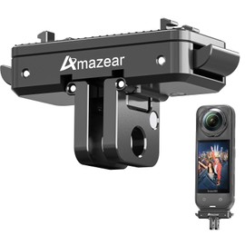 AMAZEAR Magnetic Quick-Release Mount for Insta360 X5 Accessories, Insta 360 X5 / Ace Pro 2 Aluminum Alloy QR Adapter with Go-Pro and 1/4"-20 Threaded Mount, All Metal Construction, Black