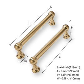 CABDM 2 Pack 3-3/4 Inch Solid Kitchen Cabinet Handles Champagne Bronze Heavy Duty Cabinet Pulls Drawer Pulls Cabinet Hardware Kitchen Handles for Cabinets Cupboard Handles