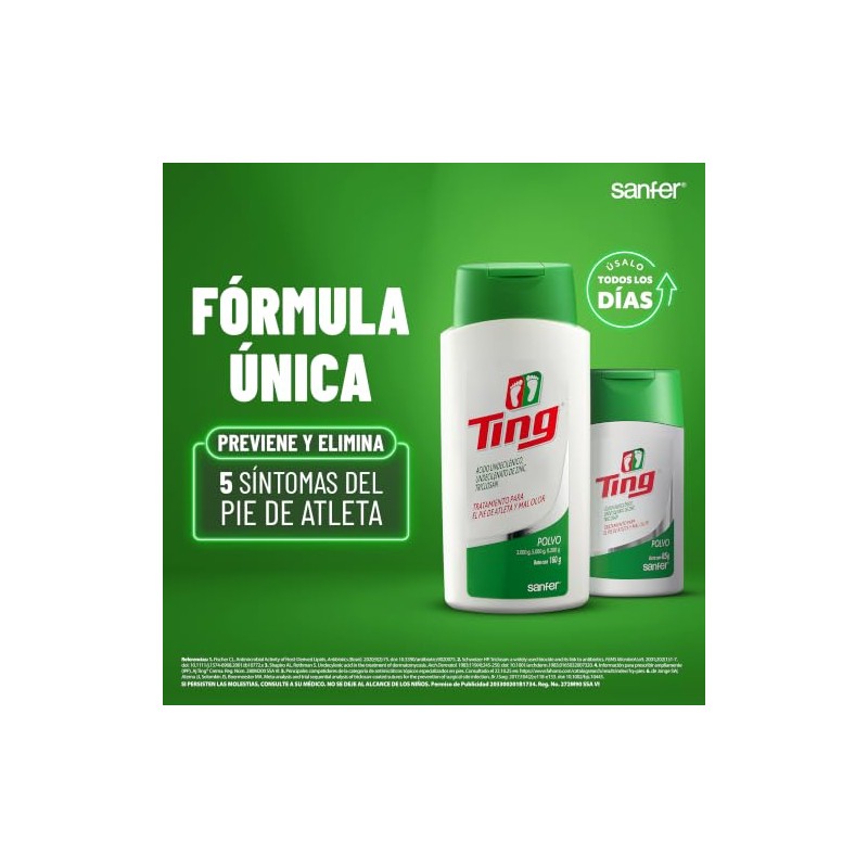 Ting Polvo Talco Antimicótico para Pies Control de Humedad, 85