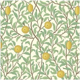 Lemon Wallpaper Leaf Peel and Stick Wallpaper Beige and Green 17.3"X78.8" Self Adhesive Wall Paper Removable Decorative Wallpapers Boho Contact Paper for Bedroom Bathroom Cabinets Decor Vinyl Roll