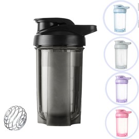 HUIQIHANG HUIQIHANG Protein Shaker Bottle 500ml with Stainless Steel Mixing Ball, BPA- and DEHP- free, Leakproof Flip On Lid, Temperature Safe, Dishwasher Safe Perfect for Mixing Powdered Shakes - (Black)