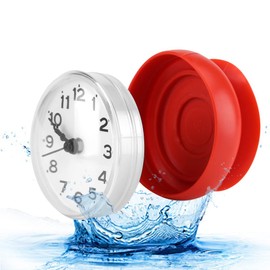 Pomya Reloj de Pared con Ventosa, Reloj de Pared con Ventosa, Reloj de Ducha Resistente al Agua, Mini Reloj Redondo, Accesorios de baño para la Cocina Baño