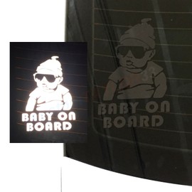 customTAYLOR33 Baby on Board Engineering Grade Reflective Safety Sticker Decal - Carlos Baby Hangover - Many Colors for Girl or Boy - Cars, Vans, Trucks, etc., (Black)