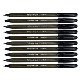 DIGNO Tri-Mate Ballpoint Pens, BLACK, Medium Point (1.0mm), Pack of 10, Multipack, Triangular Grip, School Office Home Business Hospital Use