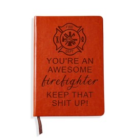 LBWCER Firefighter Leather Notebook Gift for Coworker Firefighter Graduation Gift Fire Hero Gift Fire Department Themed Notebook Firefighter Gifts for Men (FIRE)