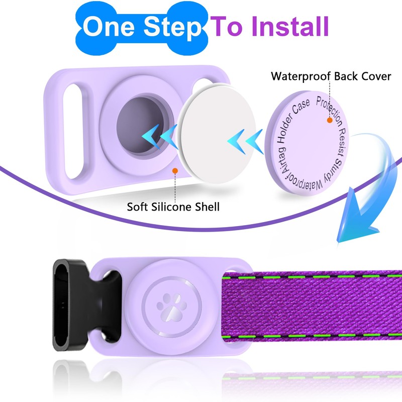 [2 Pack] Waterproof AirTag Dog Collar Holder Case, Silicone Full-Body
