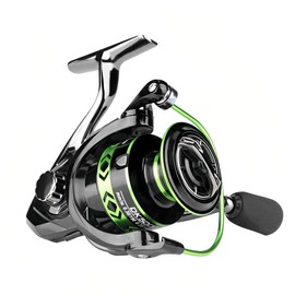 SylvanFlux All-Metal Spinning Fishing Reel – Long Cast Deep Spool, Reinforced Metal Body, Smooth Drag System, Saltwater & Freshwater Lure Reel(Green,3000)