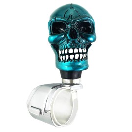 Abfer Car Steering Wheel Suicide Control Knob Skull Shape Power Turning Assist Handle Brody Knobs Fit Most Vehicles Trucks (Metal Blue)