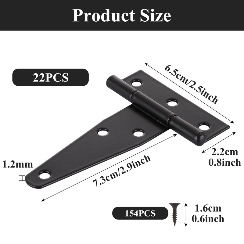 GBACHOOSE 22 Pack T Strap Hinges 3 Inch Heavy Duty