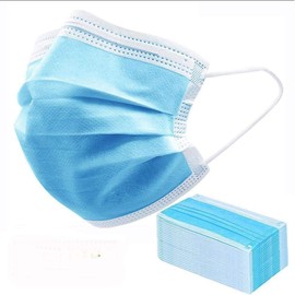Face Mask 3-Ply Blue Disposable Face Masks Supplied in Sealed Bag - Pack of 10