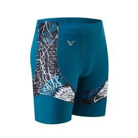 HUGE SPORTS Men's Competitive Swim Trunks Quick Dry Jammers Swimming Athletic Training Racing Swimwear (Eagle,3XL)