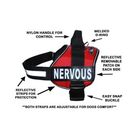 Doggie Stylz Dog Harness with Removable Patches and Reflective Trim. Dog Vest Comes with 2 Nervous Reflective Hook and Loop Patches. Measure Dogs Girth Before Purchase (Girth 28" - 38" Red)