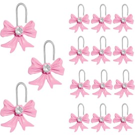 ALXRLXR Decorative Shower Curtain Hooks Bow Tie Rust Resistant Hooks, Girls Room Cute Art Deco Resin Stainless Steel Bath Rings Bathroom Bedroom Hangers Accessories