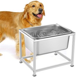 3 Gallons Elevated Dog Water Bowl - 11.5'' H Sturdy Stainless Steel Raised Dog Bowl with Stand for Extra Large Dogs Relief Joint Pressure, Easy to Clean Assemble for Indoor Outdoor