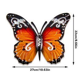 2 Pieces Outdoor Large Metal Butterfly Garden Decorations Outdoor Wall Art Metal Butterfly for Outdoor Fences Shed Walls, 27 x 22 cm (Blue and Yellow)