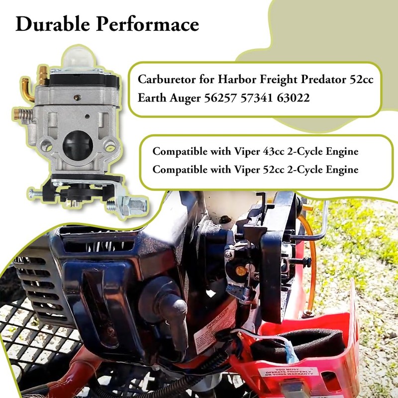 43cc-52cc Carburetor Carb for Harbor Freight Predator 52cc Earth Auger