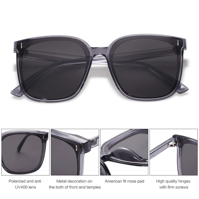 SOJOS SJ2157 Unisex Sunglasses Mirrored Retro Vintage Large Square Black