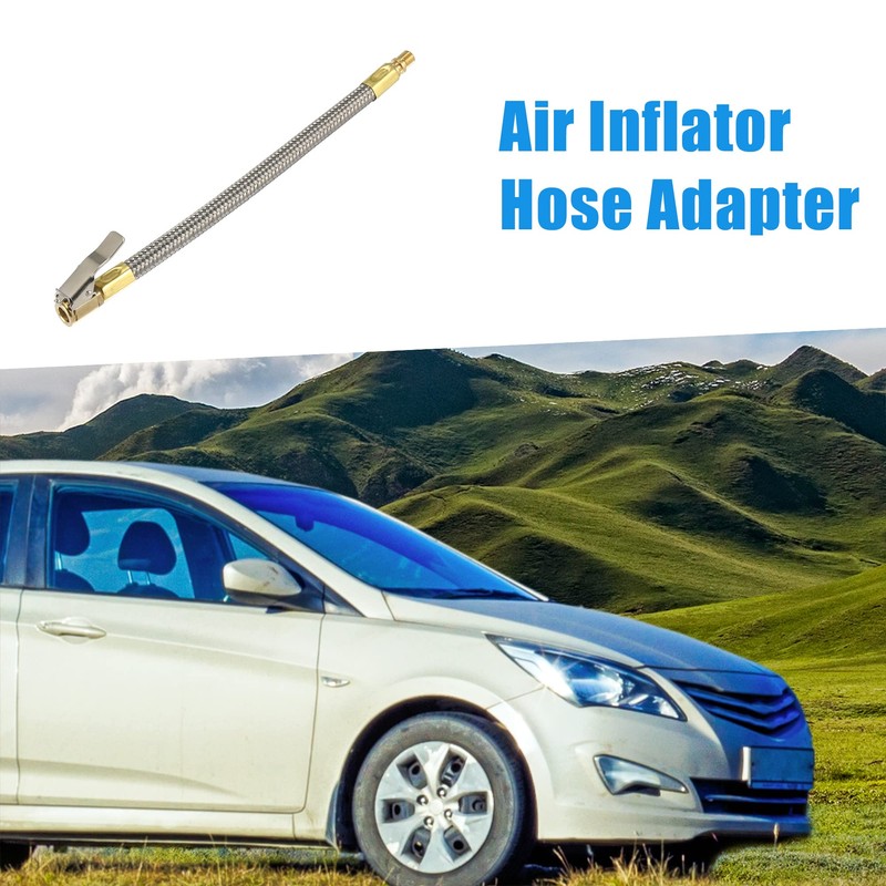 A ABSOPRO 21cm Car Air Inflator Hose Adapter Stainless Steel