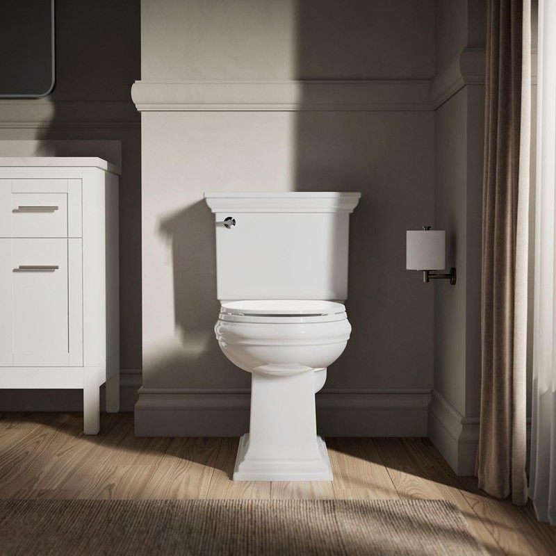 KOHLER 20111-0 Brevia, Slow Close Toilet Seat, Round Toilet Seat,