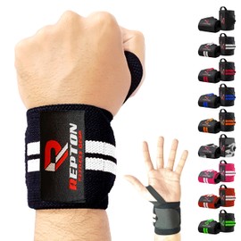 Weightlifting Wrist Wraps - Professional Grade with Thumb Loops - Wrist Support Braces - Men & Women - Weight Lifting, Crossfit, Powerlifting, Strength Training Straps (Black & White, 13)