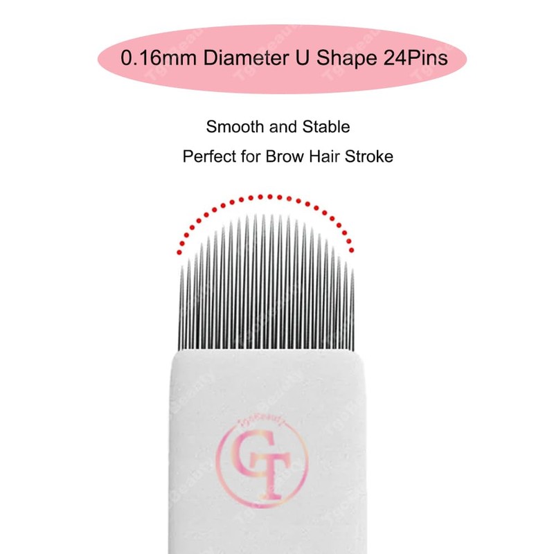 30pcs White Disposable Microblading Blades Nano 0.16mm U24 Tebori Blades