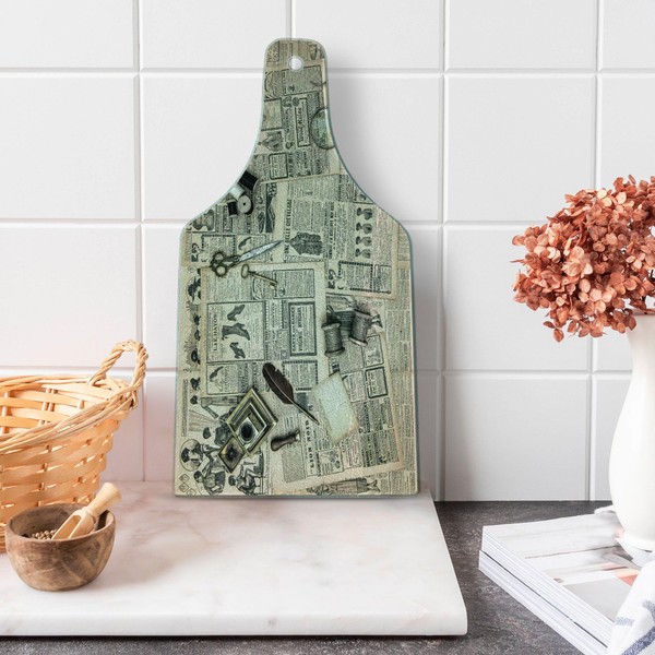 Ambesonne Clock Cutting Board, Antique Accessories Design Old Fashion Magazine