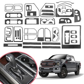 YAMUDA Compatible with Decorative Interior Protection Carbon Fiber Sticker for Ford F150 2015 2016 2017 2018 2019 2020 (Black 58pcs)