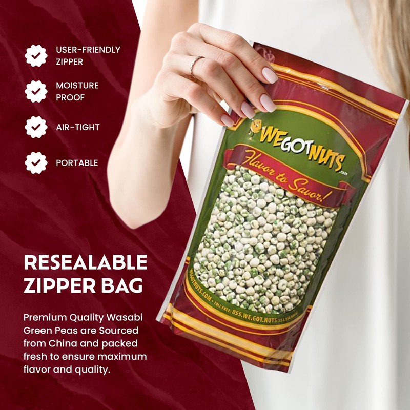 Green Wasabi Peas | 4 Pound Resealable Bag of Hot