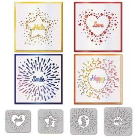 GLOBLELAND Hollow Confetti Hearts Stars Fireworks Background Cut Dies Hello Happy Love Smile Blessings Cutting Dies for DIY Scrapbooking Card Making Journal Embossing Paper Craft Decor